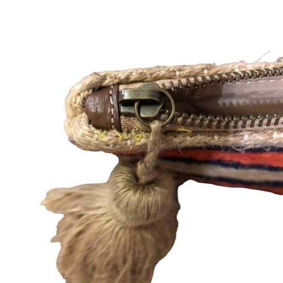 J Jill Wristlet Purse Used Jute Striped Small Casual - Picture 7 of 12